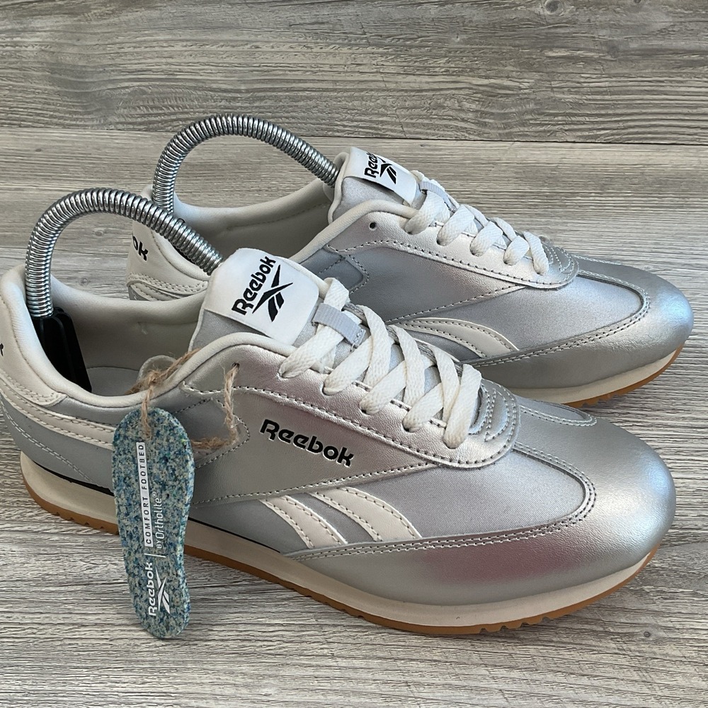 Reebok Womens Size 8.5 Silver Sneakers Comfort Footbed Ortholite Walking Shoes